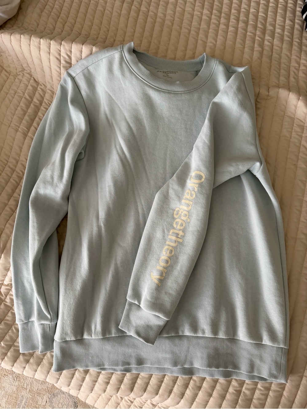 Orangetheory Pastel Blue Crewneck with Sleeve Logo